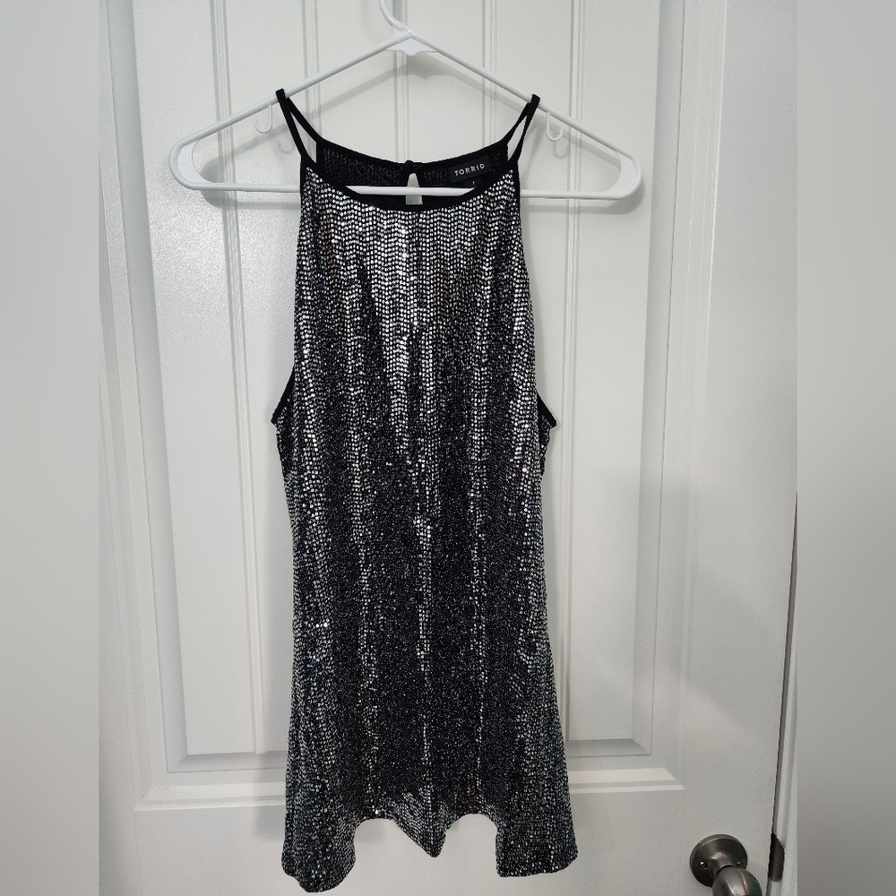 Torrid Sequin High Neck Tank, Plus Size 1 - Picture 5 of 7